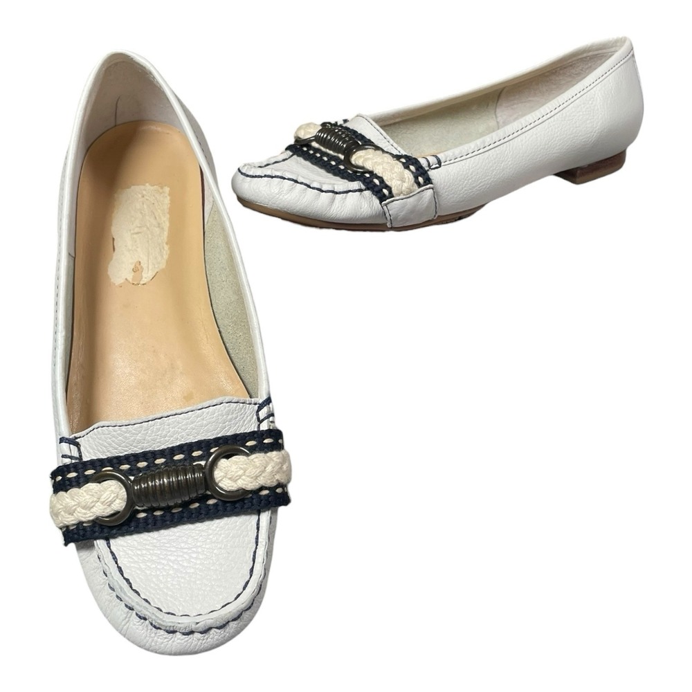 Women's Talbots Nautical-Themed Driving Moccasins White Size 5B